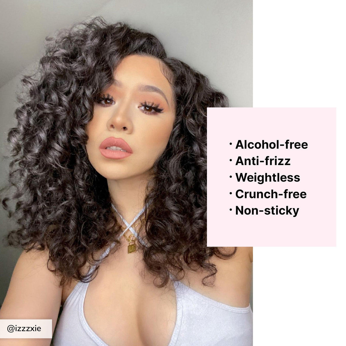 Dream Coat Curly is an alcohol-free curly hair spray that prevents frizz, is weightless, and doesn't leave curls sticky or crunchyImage from @izzzxie of defined, frizz-free curls. Dream Coat for Curly Hair is alcohol-free, anti-frizz, weightless, crunch-free, and non-sticky.