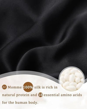 100% Mulberry Silk Bonnet for Sleeping, Double Layered 22 Momme Silk Hair Wrap with Adjustable Elastic Band, Soft & Breathable Pure Silky Hair Bonnet Reduce Frizz (Black)|B0FMRGRW8G