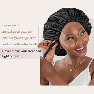 YANIBEST Satin Silk Adjustable Hair Bonnet for Sleeping, Curly Natural Hair|B09MCM2Z5S