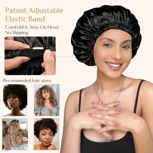 YANIBEST Satin Silk Adjustable Hair Bonnet for Sleeping, Curly Natural Hair|B09MCM2Z5S