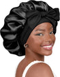 YANIBEST Satin Bonnet Silk Bonnet for Sleeping Hair Bonnet with Tie Band Head Wrap Bonnets for Black Women Curly Natural Hair, Black, L|B0BLYFFMSV