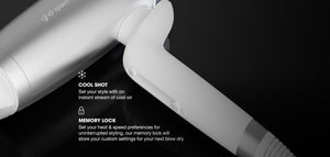 NEW GHD SPEED IONIC HAIR DRYER IN SILVER WHITE