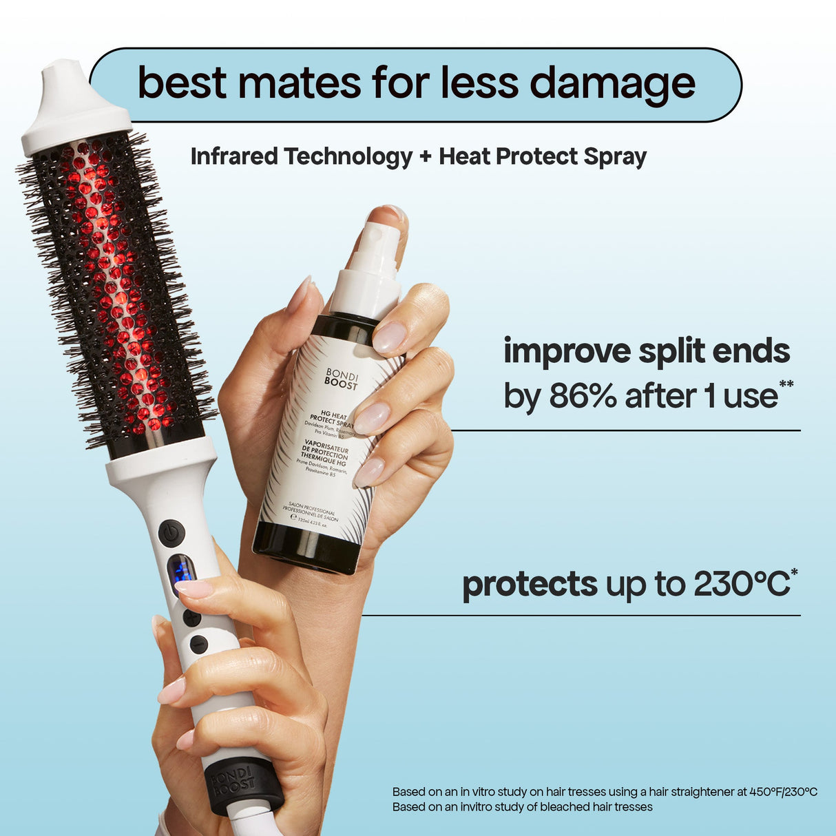 best combo - heat protect spray and infrared brush 