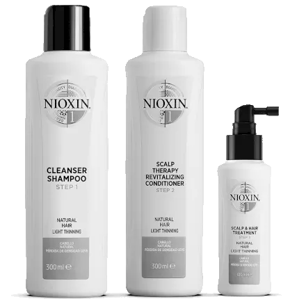 Nioxin Kit System 1 for Natural Hair with Light Thinning Shampoo